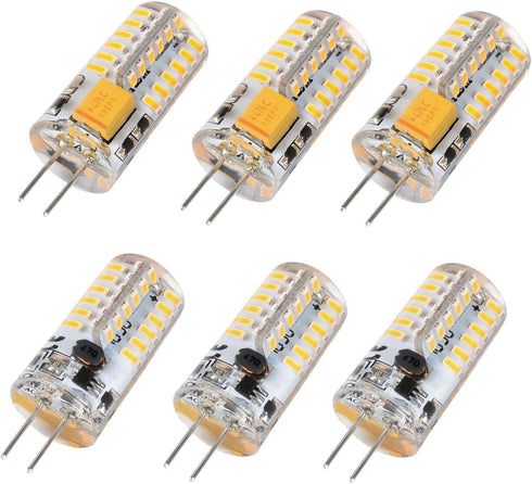 Welitesim 6pcs LED Bulb, Bi-Pin Base Lights, 3W AC/DC 12V, Warm White 3000K, G4 Bulb for Outdoor Lighting