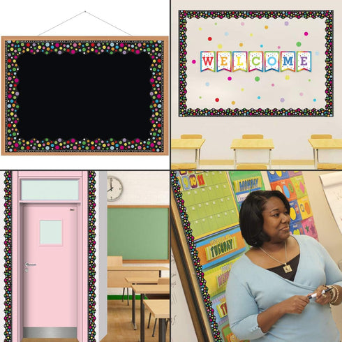 Chalkboard Brights Straight Border Trim, Colorful Bulletin Board Border for Classroom 36ft One Roll