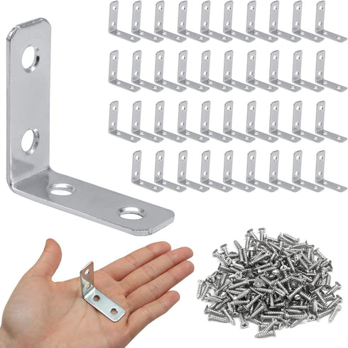 Litoexpe 40 Pack 1.5 Inch L Bracket Corner Braces with Screws, 90