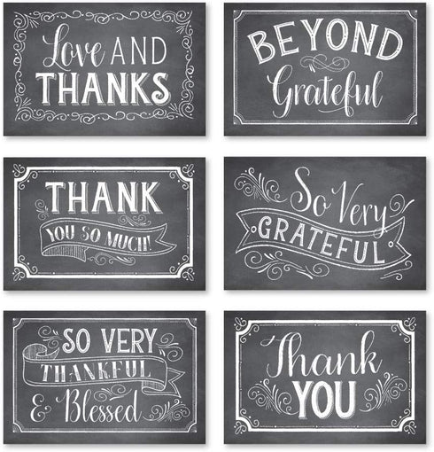 Hadley Designs 24 Chalkboard Thank You Cards | Envelopes, Great Note for Adult Funeral Sympathy or Gift Gratitude