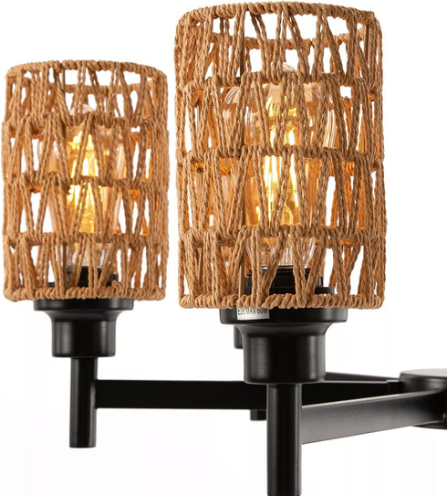 24.8" 6-Light Dimmable Rustic Retro Ceiling Light Ceiling Mount Lamp, Chandeliers, for The Living Room, Dining Room