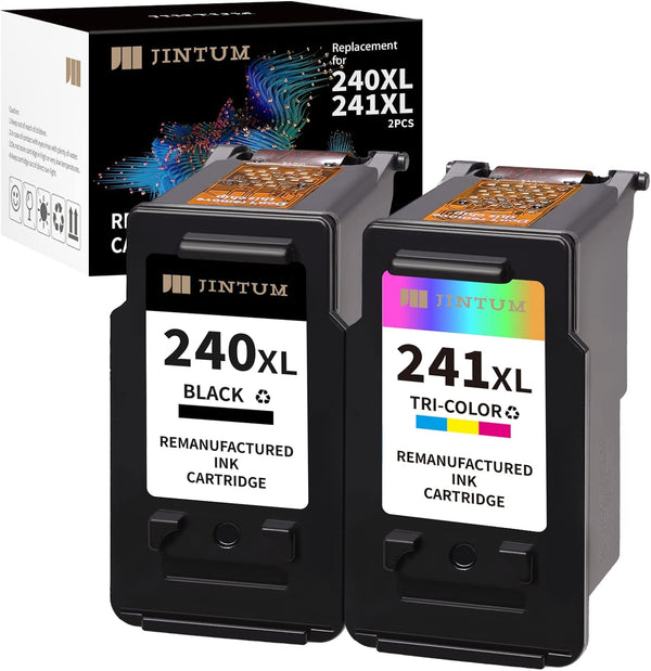 JINTUM Remanufactured Ink Cartridge Replacement for Canon 240XL 241XL Combo Pack for Various Canon Printers