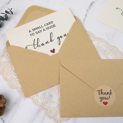 JIXZEN 25 Pack 350GSM, Thank You Cards with Envelopes & Matching Stickers, Thank You Notes for Wedding, Business, Baby