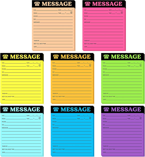 Phone Message Pad - 4 x 3.4 Inch Bright Color Self Adhesive Message Book, Call Back Notepad for Home Office School
