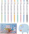 Xeno Cute Slim Ballpoint Pen, 0.38mm, 9 Colorful Assorted Ink, Extra Fine Point Pens with Stickers Memo Pads