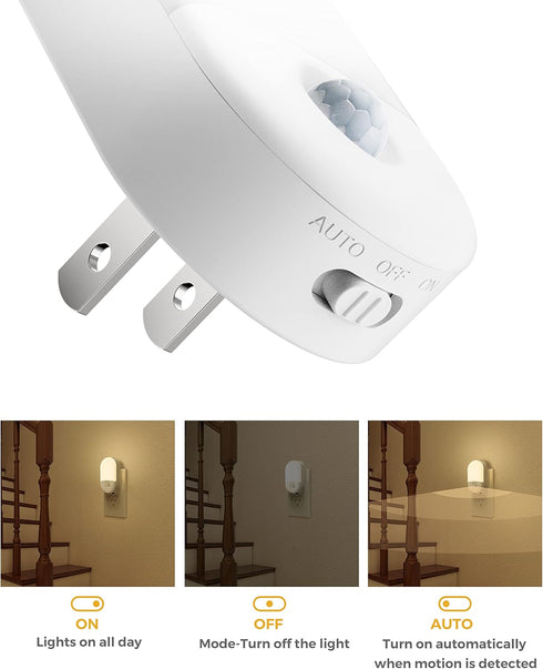 4Pack, 3000K 30/60LM L LOHAS LED Motion Sensor Night Light, Motion Activated Night Light, Warm White, Night Lights Plug