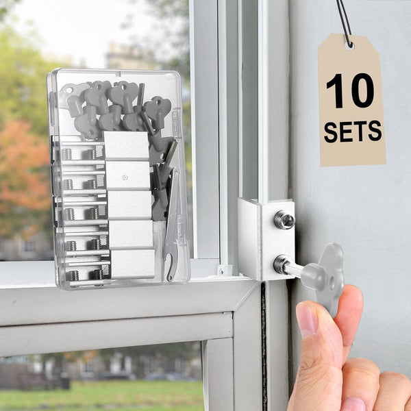 Window Locks,10 Sets Sliding Window Locks with Key, Window Locks for Up