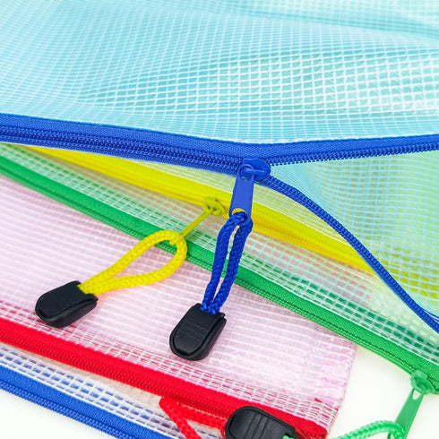 AUSTARK 10 Pcs Zipper File Bags, Waterproof Plastic Mesh Pouch for Office School Storage (A3 Size)