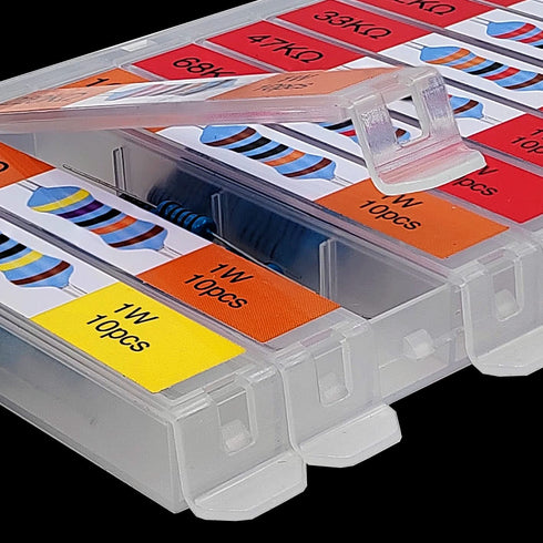 EEEEE 1W 30 Values 300pcs Metal Film Resistor Assortment Kit with 1% Individual Compartment Electrical Industrial