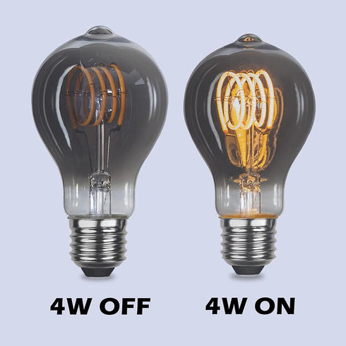 A19 Vintage Edison Filament Light Bulb, Warm White Antique Flexible Spiral, E26 Base, 4 Pack