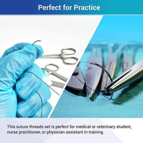 Suture Kit (30 Pcs) for Training, Includes Large Silicone Pad and Tool Kit with Needles for Medical Students