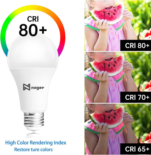 Noger 3-Way Led Light Bulbs A21 4 Pack, 50 100 150W Equivalent, 5000K Daylight, E26 Light Bulbs