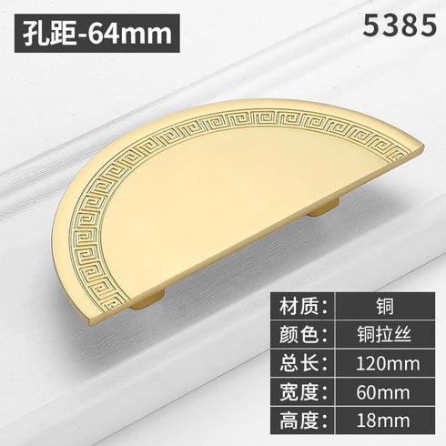 PILYON 2 Pack 64mm Dresser Pulls Chinese Retro Wardrobe Door Handle Semi-Circular Brass Cabinet Drawer Bedside Table