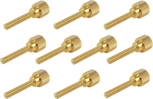 10 Pack Solid Brass Diamond Knurled Thumb Screws Knobs, 6-32 x 3/4 Inch Threads, Right-Hand Threads