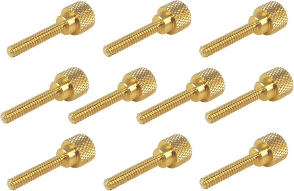 10 Pack Solid Brass Diamond Knurled Thumb Screws Knobs, 6-32 x 3/4 Inch Threads, Right-Hand Threads