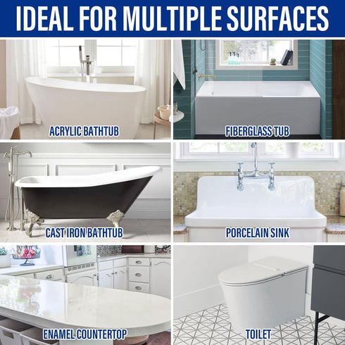 Porcelain Repair Kit for Sink & Tub, White Chip Repair Kit, Quickly Fix Cracks, Holes & Scratches with Super Adhesion
