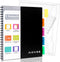 Spiral Notebook - 5 Subject College Ruled, 3-Hole Punched with Dividers, 200 Pages, Black, for Home & Office, School