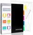 Spiral Notebook - 5 Subject College Ruled, 3-Hole Punched with Dividers, 200 Pages, Black, for Home & Office, School