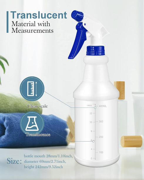 Eccliy 20 Pack 16 Oz Empty Spray Bottles for Cleaning | Leak Proof with Measurements and Adjustable Nozzle