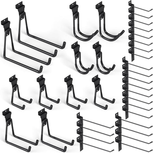 INCLY 36 Pack Heavy Duty Slatwall Hooks, Black Slatwall Panel Accessories for Garages, Retail Stores