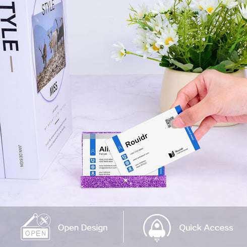 Rouidr Business Card Holder for Desk, Acrylic Display Stand, 3 Pack Name Card Organizer for Office Desktop, School,