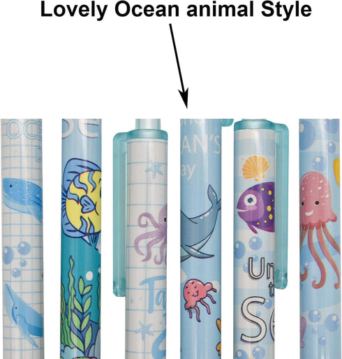 Maydahui 42 PCS Blue Sea Animal Gel Pens, Cute Kawaii Retractable Printing Pens for School Party Students