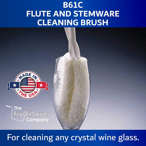 2-Pack B61C Flute & Stemware Wine Glass Cleaning Brush - Dishwasher Safe, Non-Scratch Flute Cleaner for Crystal