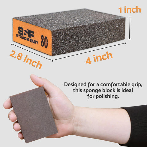 6 Pack 60 80 120 180 220 320 Set Sanding Sponge by S&F STEAD & FAST, Sanding Blocks for Wood Drywall Metal Coarse