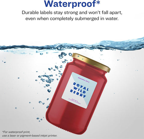 Avery Durable Waterproof Square Labels, 3" x 3", 30 Total, Oil and Tear-Resistant, Laser/Pigment-Based