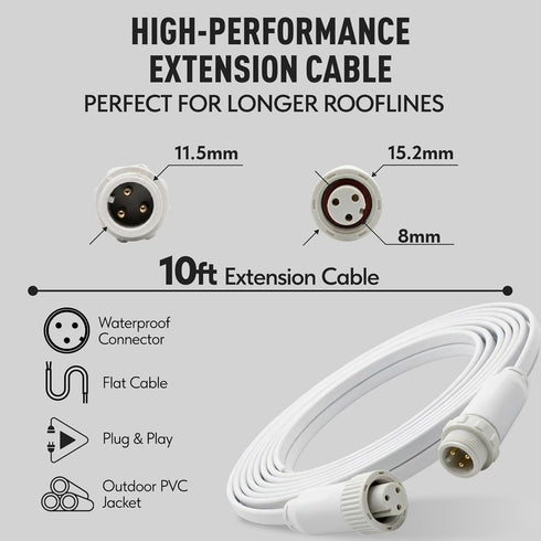 EZLightsGroup 10ft 3-Pin (H707A H707B H707C) IP68 Extension Cable Compatible with Govee Outdoor Lights Prism Waterproof