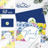 50 Summer 4 6 Inch Whaline Pcs Mediterranean Lemon Thank You Cards Boxed Blue Tile Flower Greeting Card with Envelope