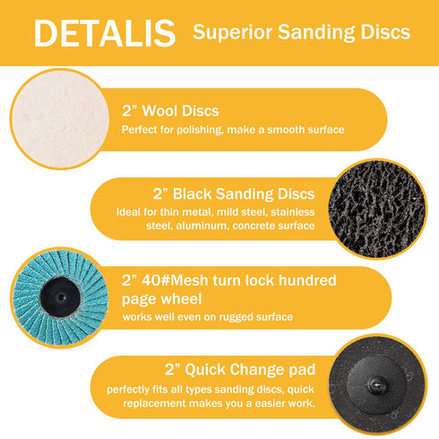 80PCS 2 Inch Set, 1/4" VIGRUE Sanding Discs Die Grinder Pad for Drill Die Grinder Accessories with Shank Holder