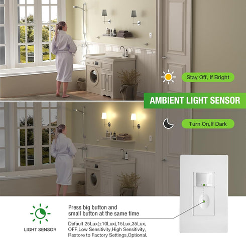 RAYZEEK Needed,5A,Single Motion Sensor Light Switch, No Neutral Wire Required, No Ground Wire Pole
