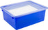Storex Letter Size Deep Storage Tray, Organizer Bin with Non-Snap Lid, Blue, 5-Pack