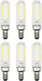 6 Pack of T6 LED Tubular Bulbs, 2W 120V, E12 Candelabra Base,