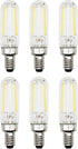 6 Pack of T6 LED Tubular Bulbs, 2W 120V, E12 Candelabra Base,