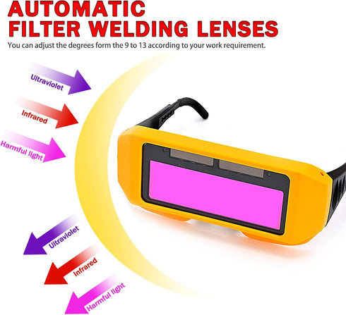 Auto Darkening Welding Glasses with Adjustable Shade, Safety Goggles for TIG MIG MMA Plasma