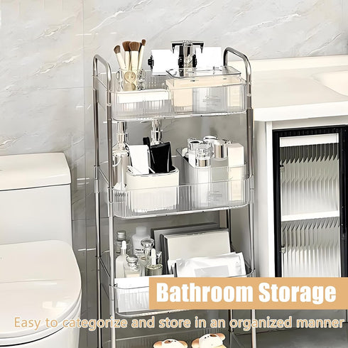 Wensdr 4 39 Inches 4 Tier Kitchen Bathroom Storage Rolling Cart Tall Slim Utility Rolling Shelf Cart with Universal