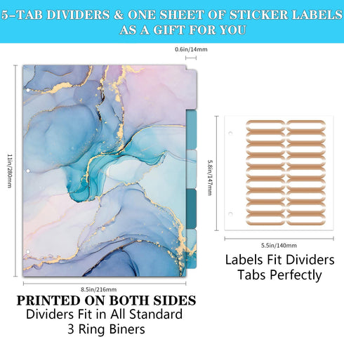 Lateefah 3 Ring Binder, 1 Inch Organizer for Letter Size (8.5'' x 11''), 5-Tab Dividers and Pockets, Cute Portfolio