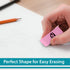 Noverbee Pink Erasers, 12 Pack for Pencils, Bulk Erasers for Kids, School Supplies, Art, and Office Use