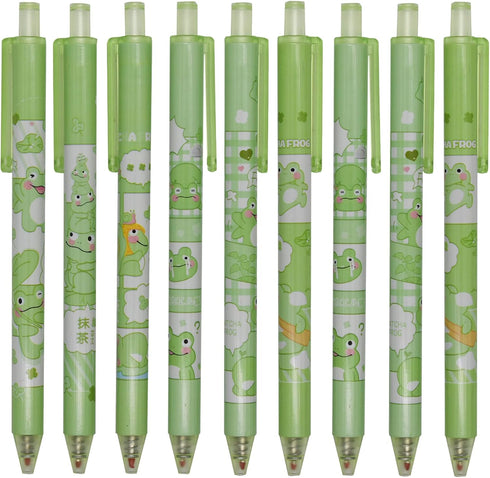 Maydahui 12PCS Green Matcha Frog Gel Pens, Cute Cartoon Animal Pen, Retractable Printing Pens for Office School Party