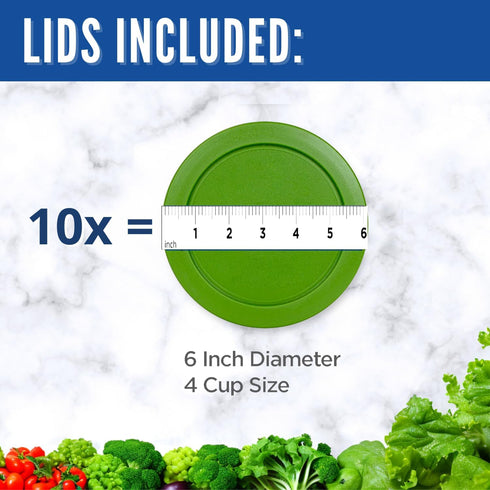 Replacement Lids for Pyrex 4-Cup Glass Food Storage Container Bowls, 6-Inch Plastic Round Lids Covers, Airtight &