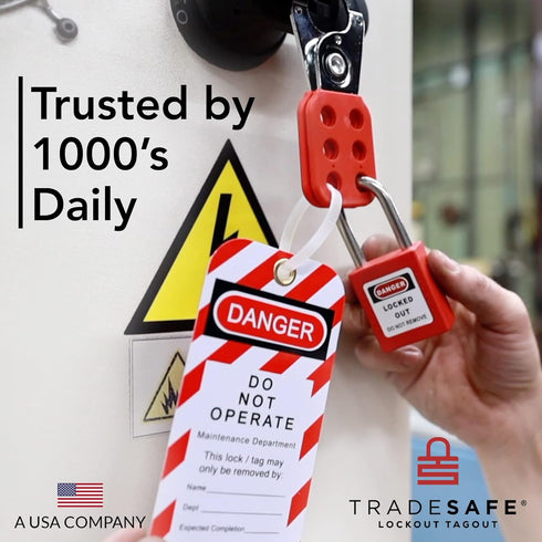 TRADESAFE Lockout Tagout Tags - 30 Danger Do Not Operate Tags with 30 Zip Ties, OSHA Compliant Loto Tags