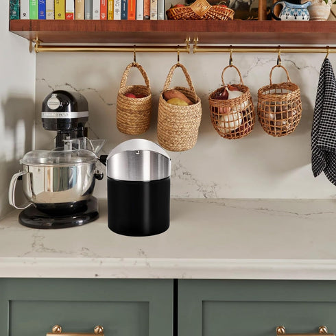 ZOOFOX Set of 2 Mini Trash Cans with Swing Lid, Brushed Stainless Steel Countertop Garbage Bins for Office