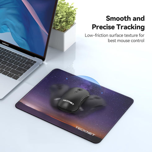TECKNET Gaming Mouse Pad, 270 x 210 x 3 mm, Non-Slip Rubber Base, Waterproof Surface, Dark Purple Galaxy