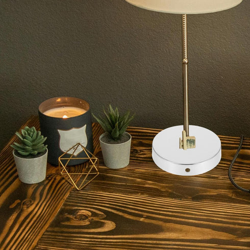 Table Lamp Base Round Metal Stand with Wire Pass-Through Flat Bottom DIY Lamp Base for Stable Bedroom and Living Room