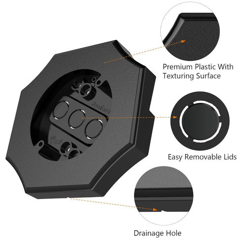 Vinyl Siding Mounting Block with Built-in Electrical Box, Outdoor Mounting Plate for 1/2 Inch Lap, Black