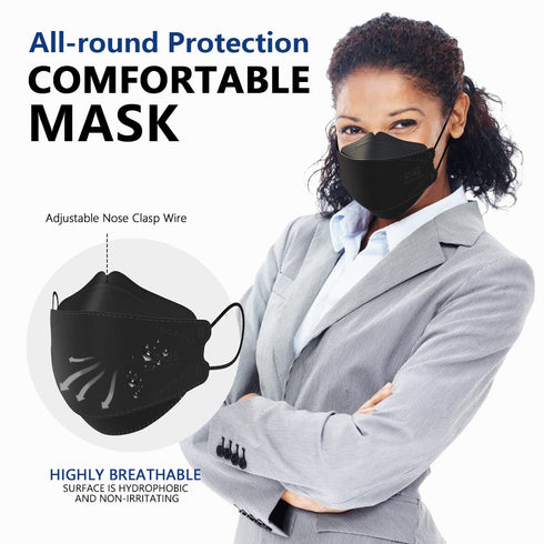KN95 100 Pack, KN95 LEVENIS Face Masks Breathable Comfortable and Disposable Mask, Black
