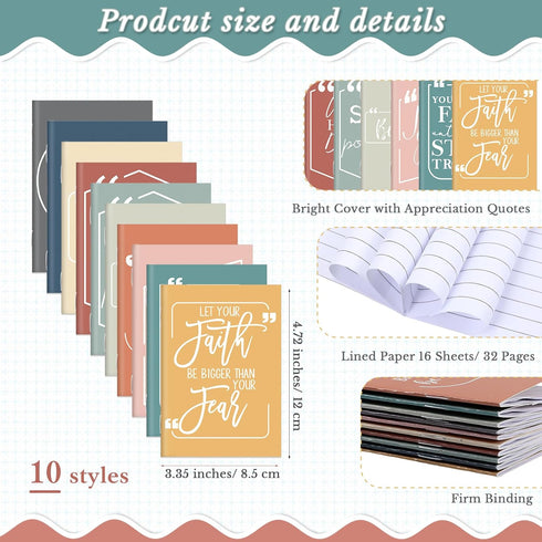 Fulmoon 60 Pcs Motivational Journal Bulk Notepads and Pens, Inspirational Mini Notebooks, Ballpoint Pens for Students
