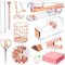 Rose Gold Office Supplies Set, Acrylic Stapler, Tape Holder, Scissors, Phone Holder, Ruler, 300 Notes & More
